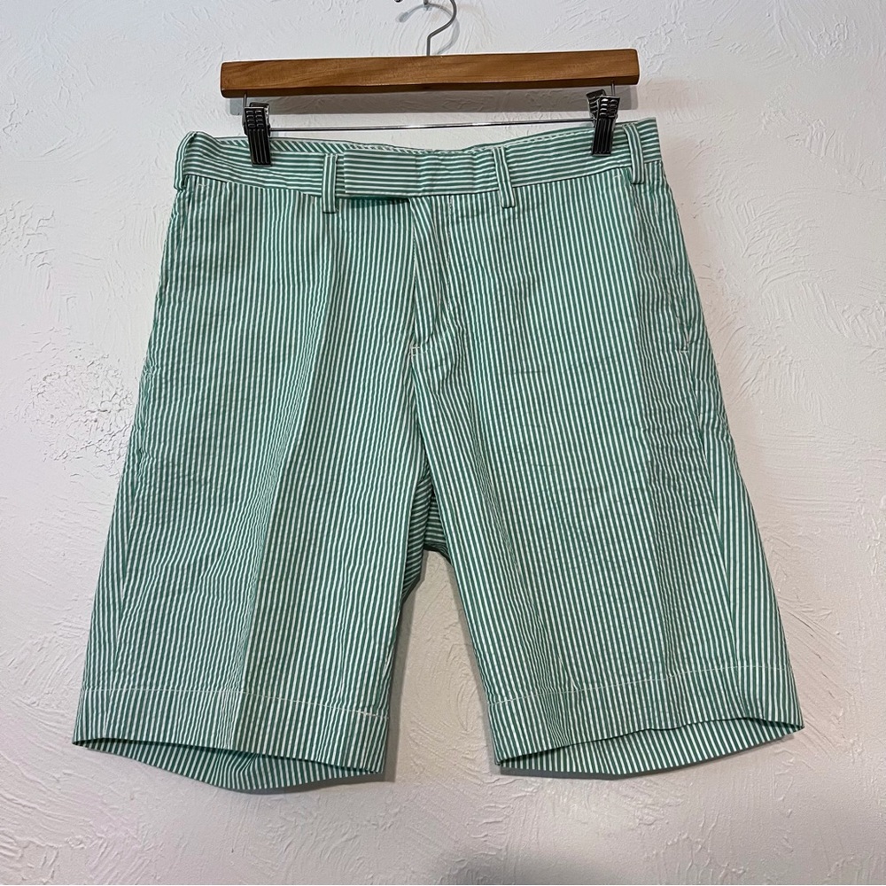 Polo Ralph Lauren Shorts  Seersucker  Stripe 381 Bleeker  Casual SZ 30 Green